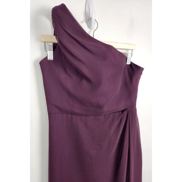 JIM HJELM Occasions Sz. 12 One Shoulder Plum Long Maxi Bridesmaid Dress - Picture 3 of 8